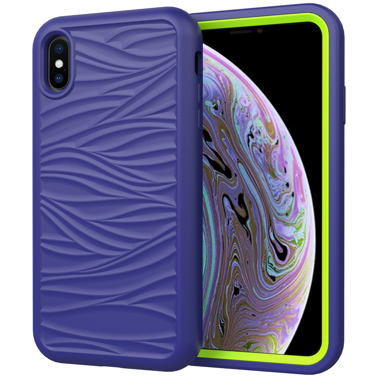 For iPhone XS Max 6.5 inch Detachable 2-in-1 PC+Silicone Phone Case Anti-Slip Wave Texture Cover For iPhone XS Max 6.5 inch Detachable 2-in-1 PC+Silicone Phone Case Anti-Slip Wave Texture Cover